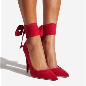 Red Hiroko ankle tie pumps
